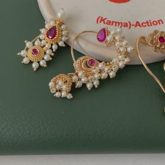 Maharashtrian Nath Nose Pin: Gold Plated Indian Jewelry