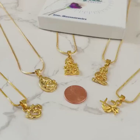 Nysaa Gold plated Indian idols pendant necklace | Ganesha pendant | Om Pendant | Shiva Pendant | temple jewelry