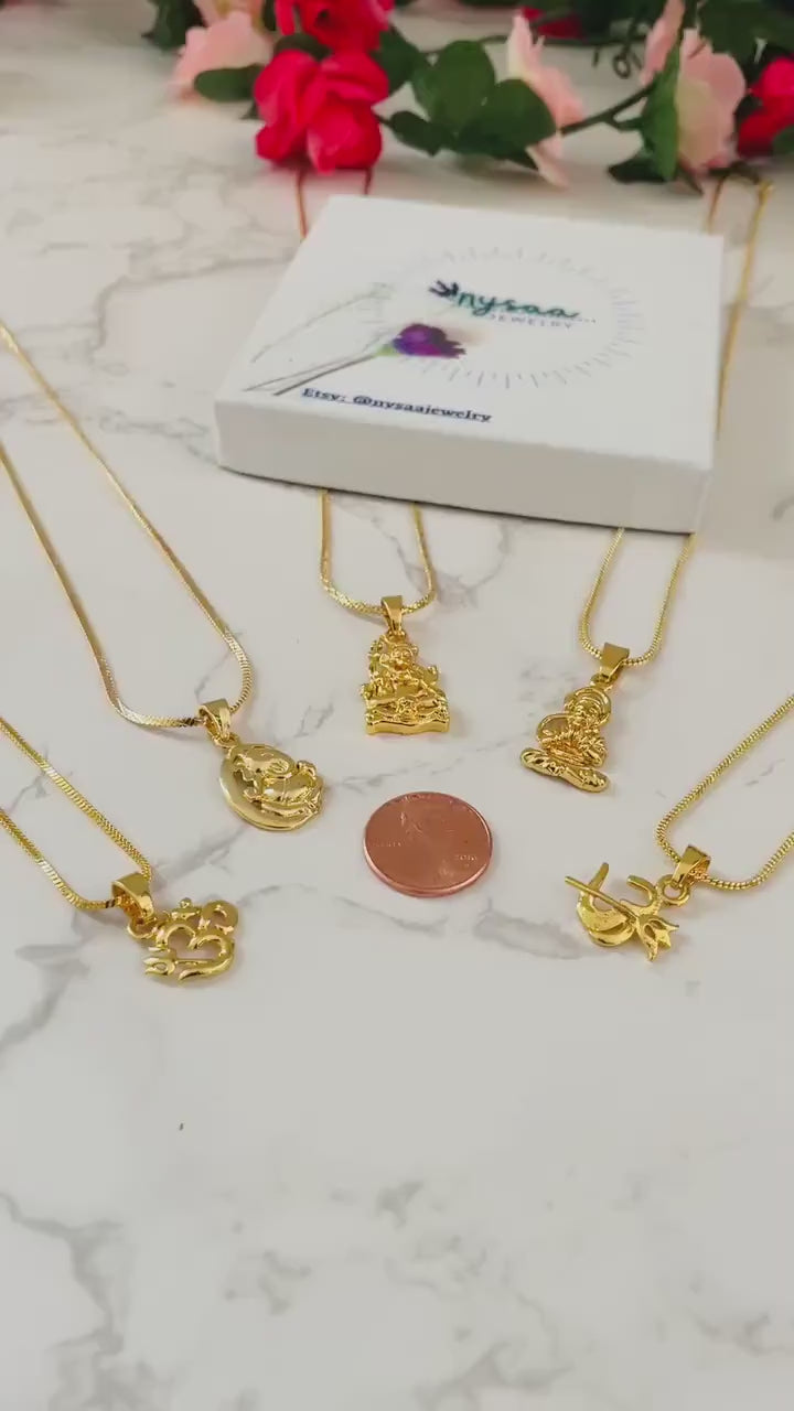 Nysaa Gold plated Indian idols pendant necklace | Ganesha pendant | Om Pendant | Shiva Pendant | temple jewelry