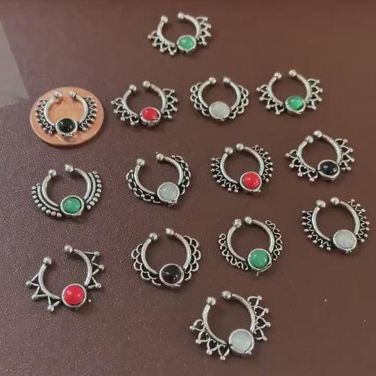 Traditional Septum ring | Oxidised fuli | Oxidised nose pins | nose press pins | nath | nathini | Maharashtrian Jewelry | Marathi jewelry