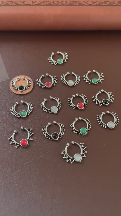 Traditional Septum ring | Oxidised fuli | Oxidised nose pins | nose press pins | nath | nathini | Maharashtrian Jewelry | Marathi jewelry
