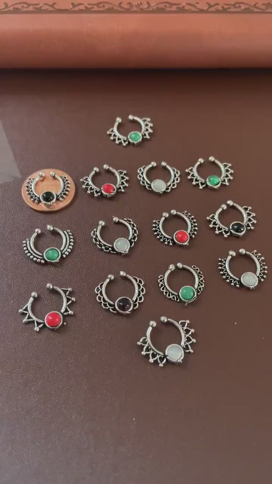 Traditional Septum ring | Oxidised fuli | Oxidised nose pins | nose press pins | nath | nathini | Maharashtrian Jewelry | Marathi jewelry