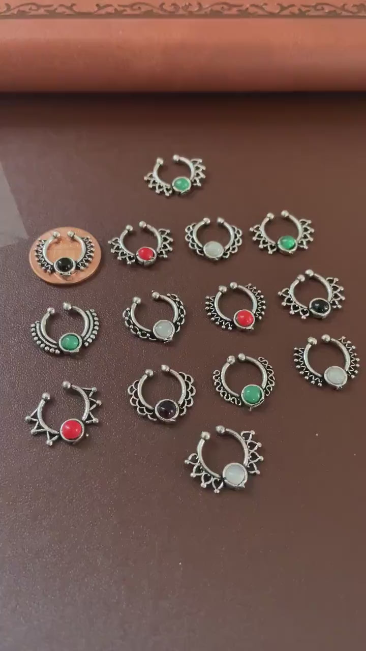 Traditional Septum ring | Oxidised fuli | Oxidised nose pins | nose press pins | nath | nathini | Maharashtrian Jewelry | Marathi jewelry