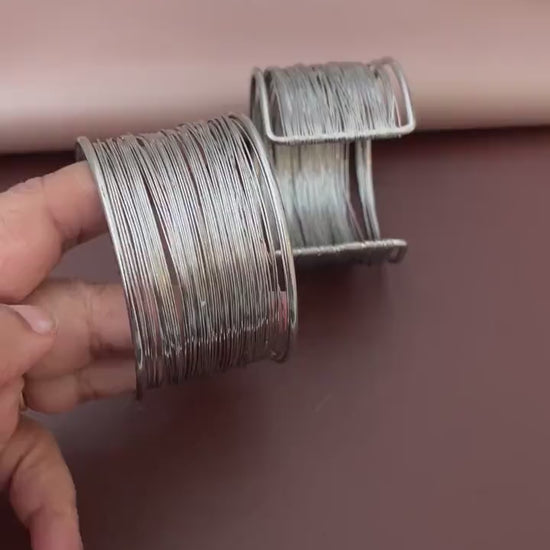 Oxidized Wire Cuff Bracelet: Adjustable Open Bangle