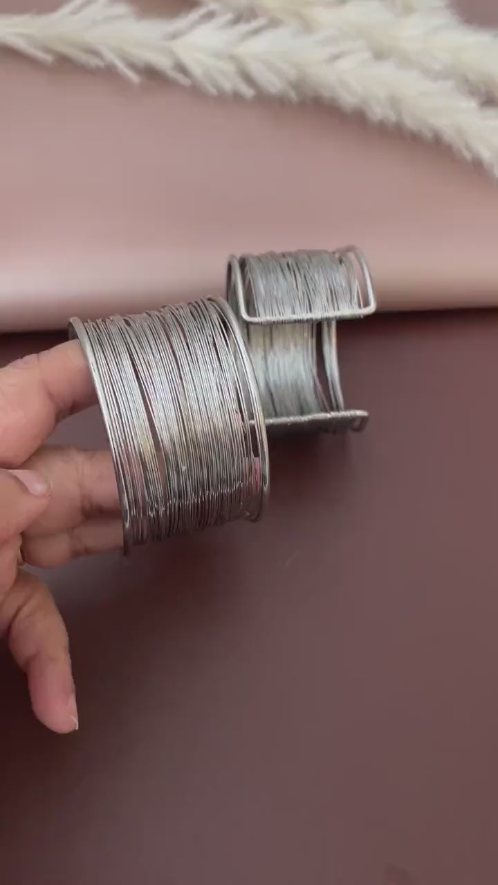 Oxidized Wire Cuff Bracelet: Adjustable Open Bangle