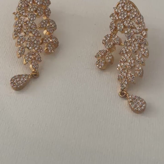 Stunning and Trendy AD CZ earrings / Gold plated AD Bollywood jhumke / American Diamond Earrings / Jhumka | Cubic zirconia earrings