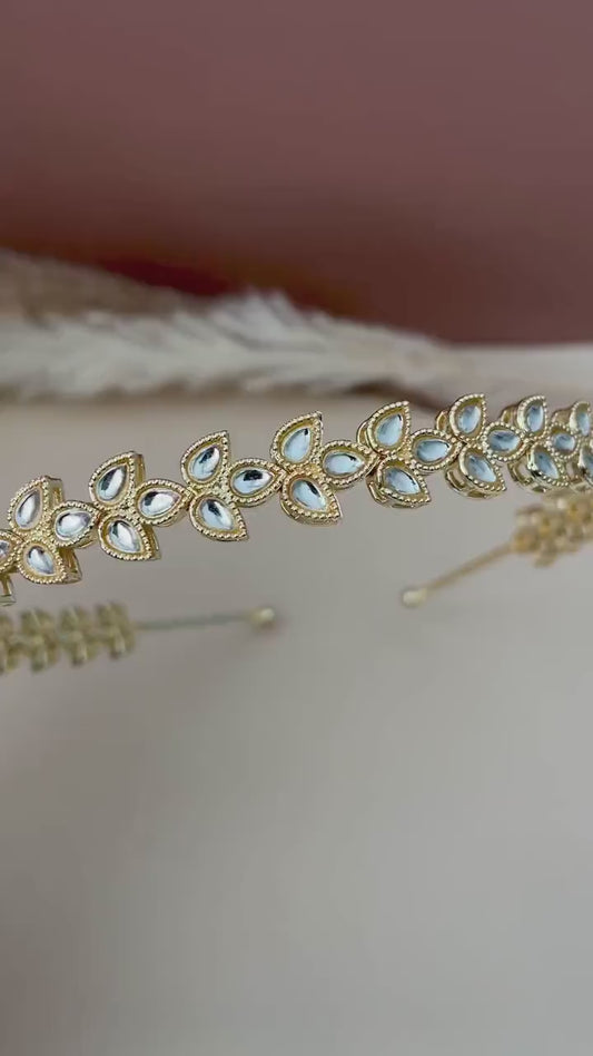 Kundan Bridal Hairband: Gold Plated Indian Jewelry