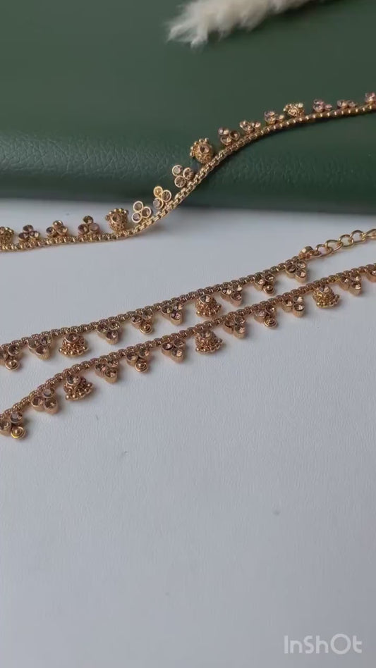 Gold Plated Kamarpatta Waist Belt: Adjustable Saree Belly Chain