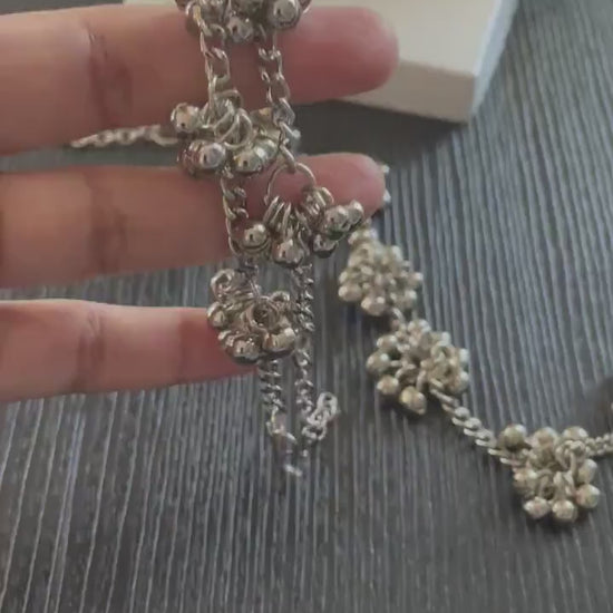 Oxidized ghungaroo chain anklet / Bollywood anklet /Oxidized  Payal / silver oxidized anklet | Golusu