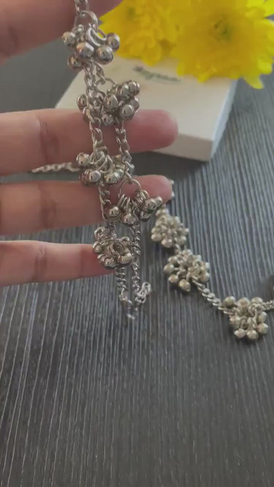 Oxidized ghungaroo chain anklet / Bollywood anklet /Oxidized  Payal / silver oxidized anklet | Golusu