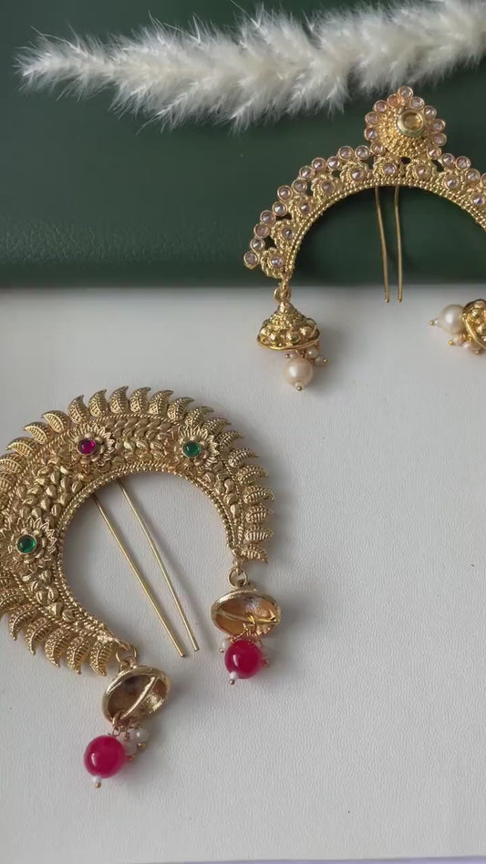 Antique gold plated khopa juda hair accessory