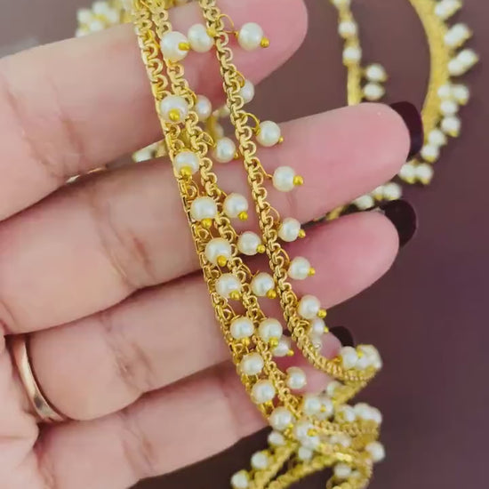 Pearl Gold Plated Anklet Payal: Traditional Bridal Jewelry