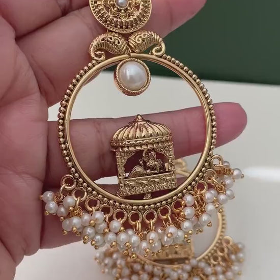 Gold Plated Hoop Jhumka Earrings: Doli Style