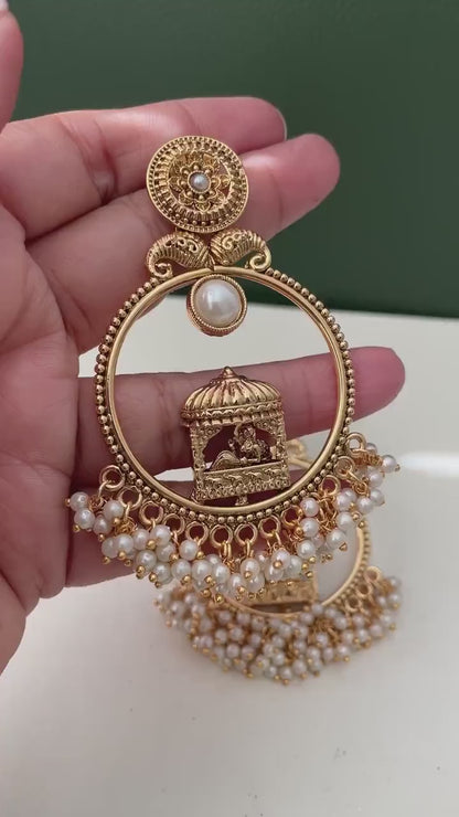 Gold Plated Hoop Jhumka Earrings: Doli Style