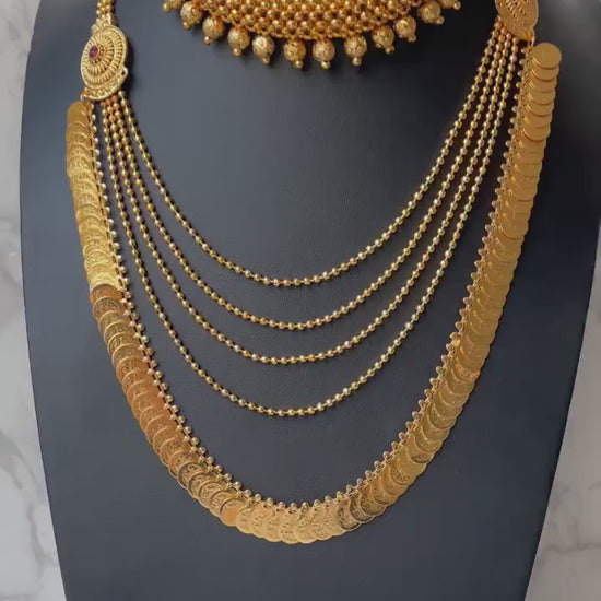 Maharashtrian fancy gadhi thushi with earrings| Long fancy putli haar or coin necklace