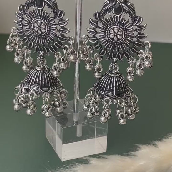 Long lightweight Oxidised jhumkis