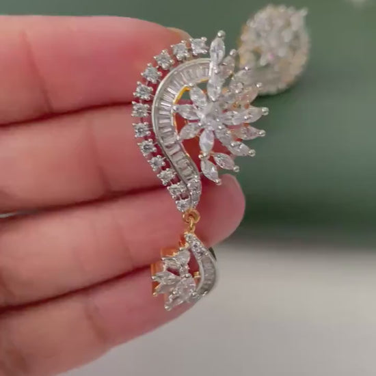 Cubic Zirconia trendy Dangle Earrings: Indian Bollywood Style