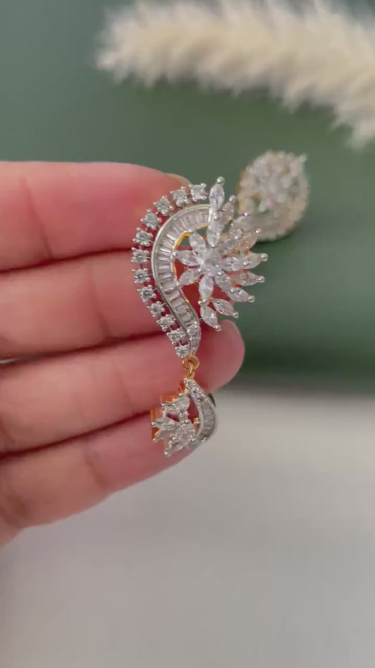 Cubic Zirconia trendy Dangle Earrings: Indian Bollywood Style