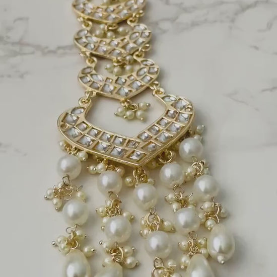 Kundan Stone Paranda: Gold-Plated Indian Braid Hair Accessory