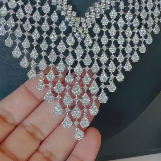 Cubic Zirconia Bridal Necklace Set: Victorian Statement Jewelry