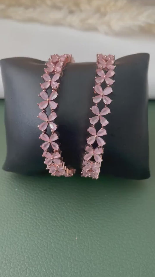 Rhodium Plated Mint Bangle: American Diamond Cubic Zirconia Bracelet