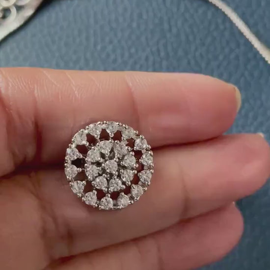 CZ Bridal Necklace Set: Rhodium Plated, Delicate Bridesmaids Jewelry