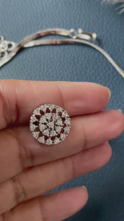 CZ Bridal Necklace Set: Rhodium Plated, Delicate Bridesmaids Jewelry