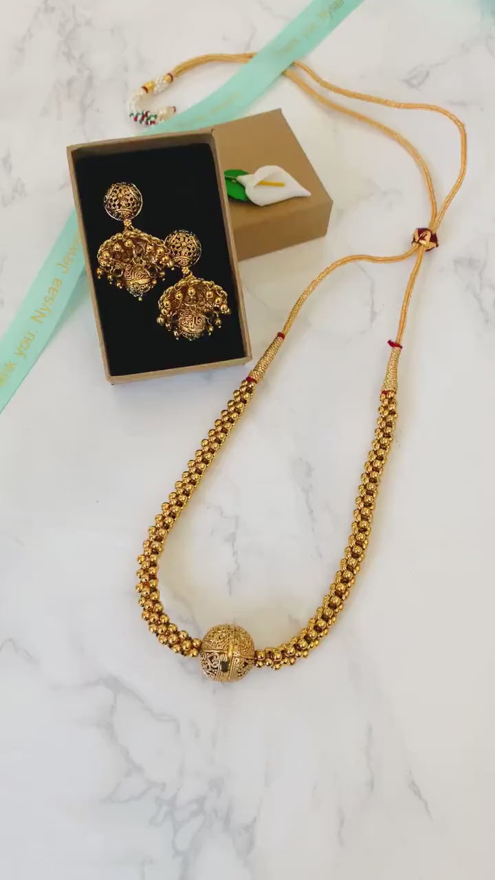 Gold Plated Thushi Choker Necklace with Jhumki Earrings: Maharashtrian Jewelry
