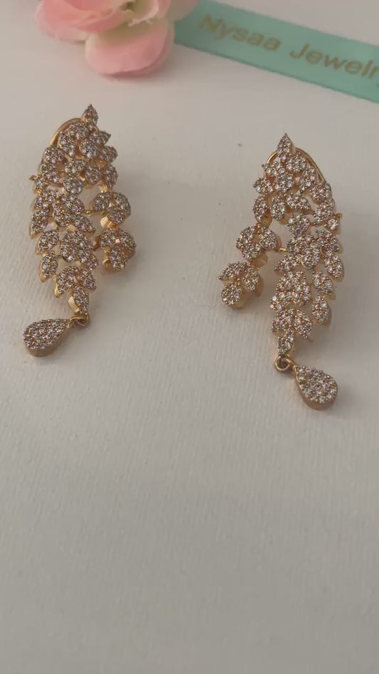 Stunning and Trendy AD CZ earrings / Gold plated AD Bollywood jhumke / American Diamond Earrings / Jhumka | Cubic zirconia earrings