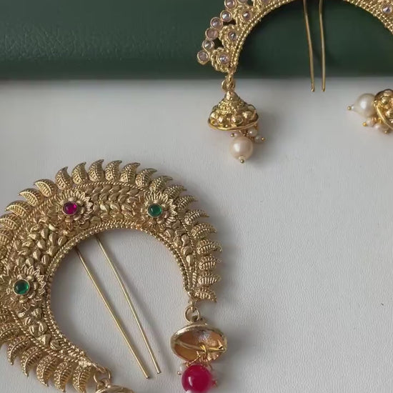 Antique gold plated khopa juda hair accessory