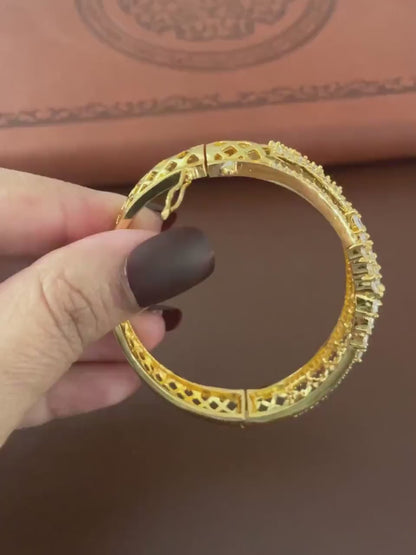 Gold Plated CZ Bangle Kada | Indian Wedding Jewelry