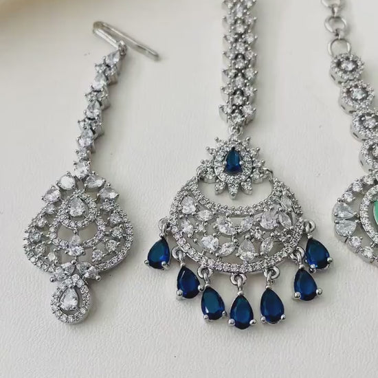 CZ Maang Tikka: Rhodium Plated Indian Wedding Headpiece