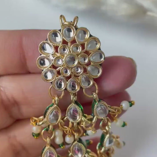 Gold plated pearl Kundan pasa jhoomar hair accessory for brides