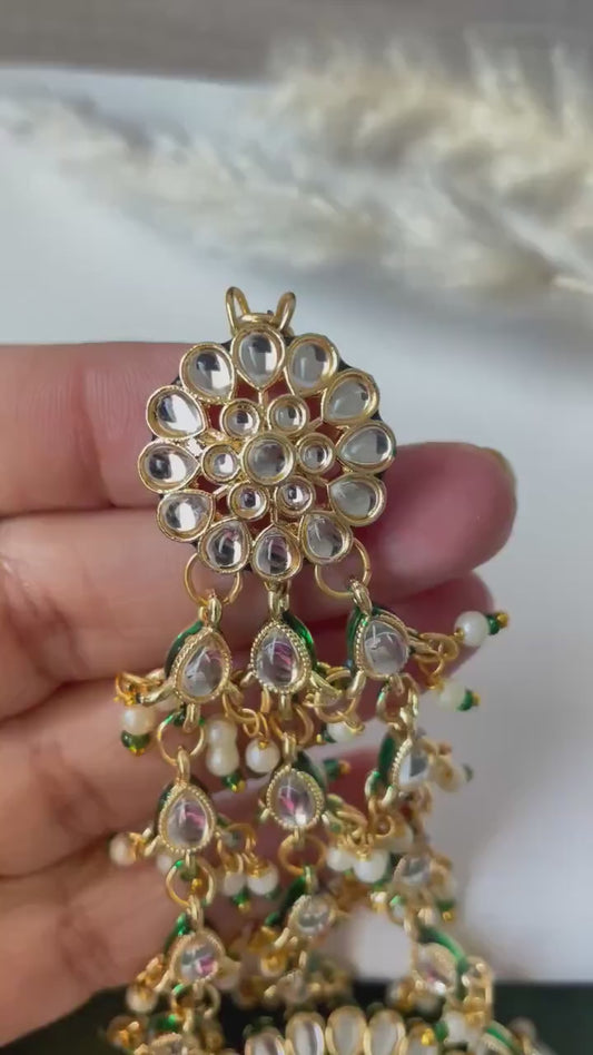 Gold plated pearl Kundan pasa jhoomar hair accessory for brides