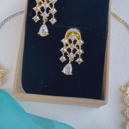 Cubic Zirconia Choker Necklace: Two-Tone Gold Plated Crystal