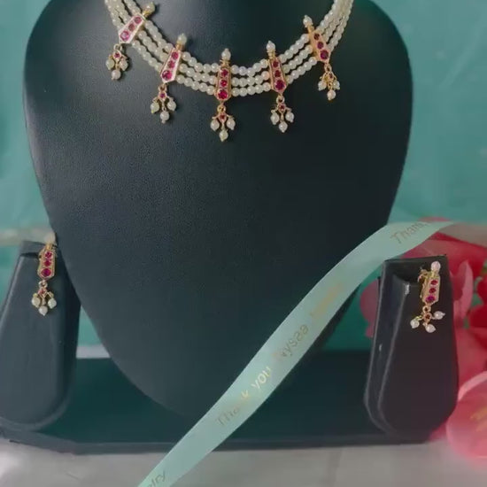 Maharashtrian pearl chinchpeti pearl choker