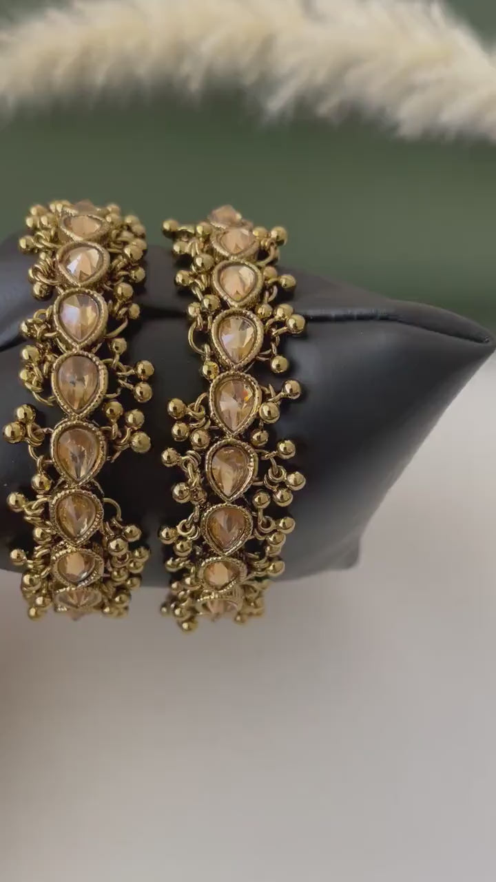 Mehandi Plated Kundan Bangles: LCT Stone Kangan or kada bangles