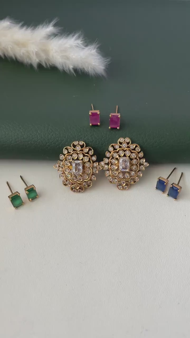 Nysaa gold plated kundan or minakari party earrings