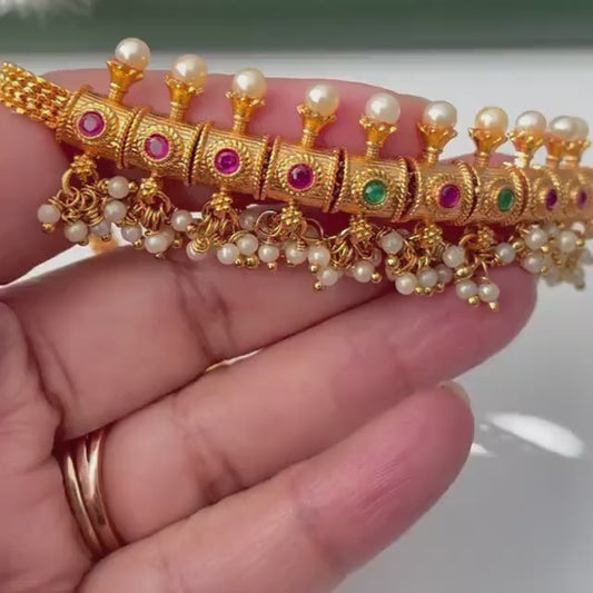 Gold plated adjustable temple  bajuband armlet upper arm jewelry