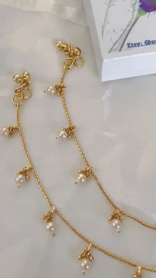 Nysaa gold plated multicolored beads anklet