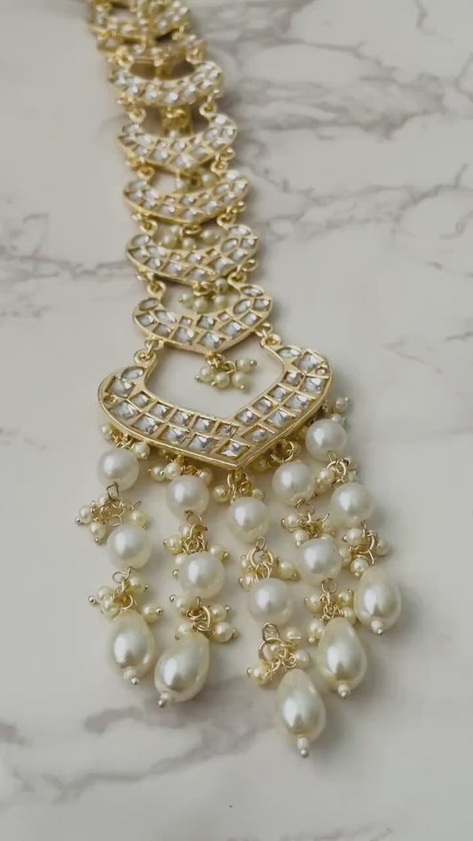 Kundan Stone Paranda: Gold-Plated Indian Braid Hair Accessory
