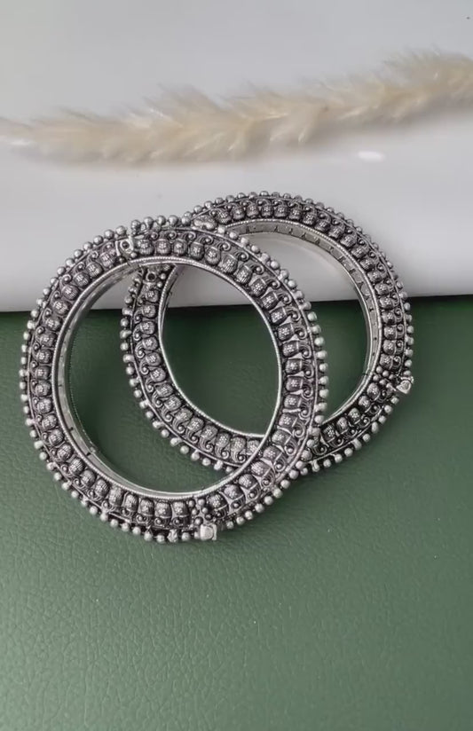 Oxidized Openable Bangles: Maharashtrian Koyiri Tode Cuff Bracelet
