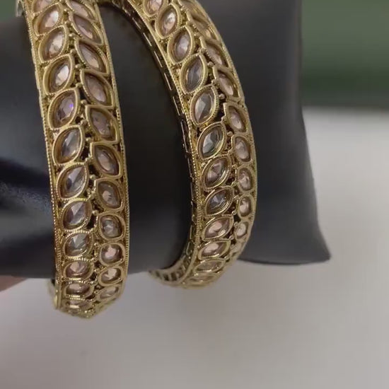 Mehandi Plated Kundan Bangles: LCT Stone Kangan