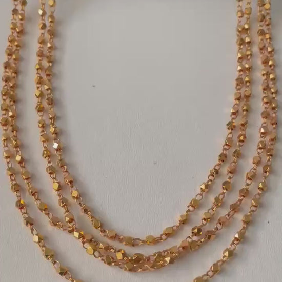 Three strand ashtapailu beads long necklace mala