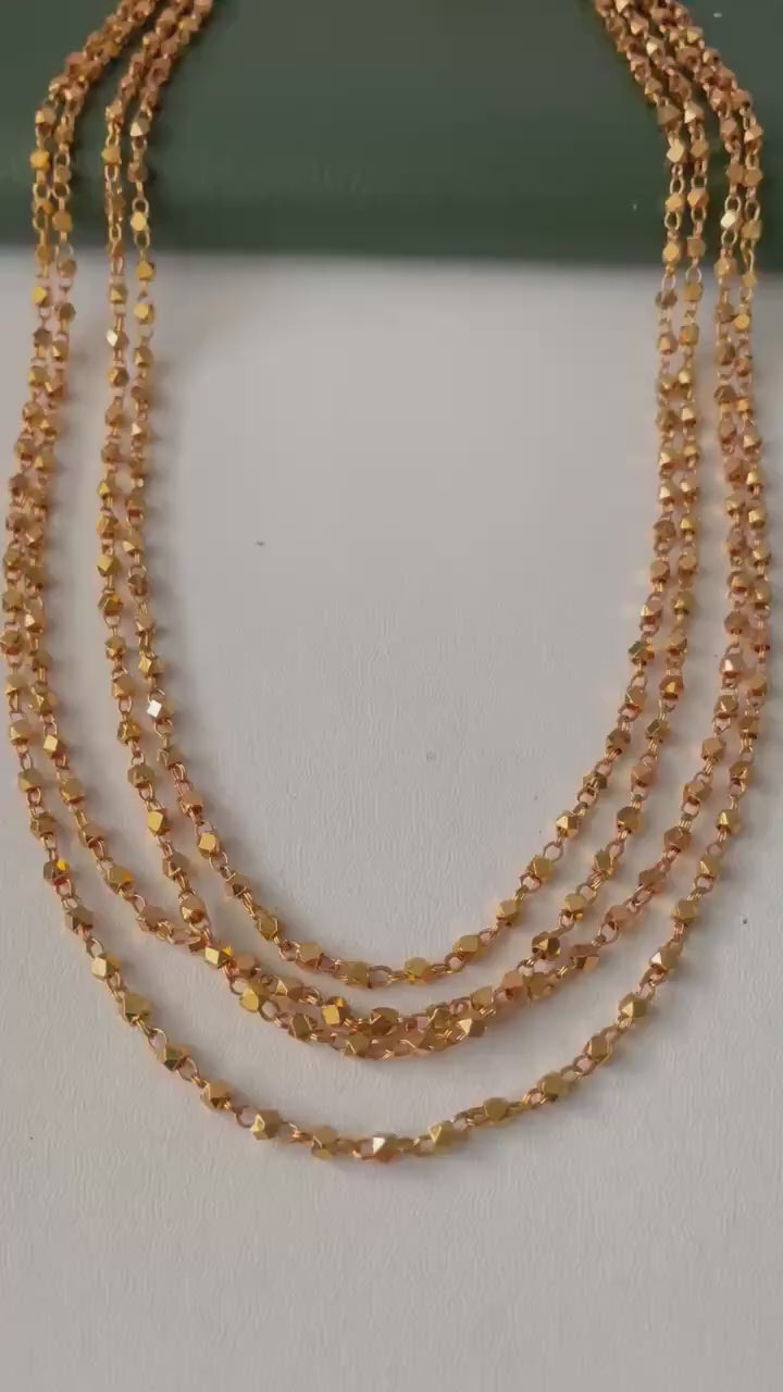 Three strand ashtapailu beads long necklace mala