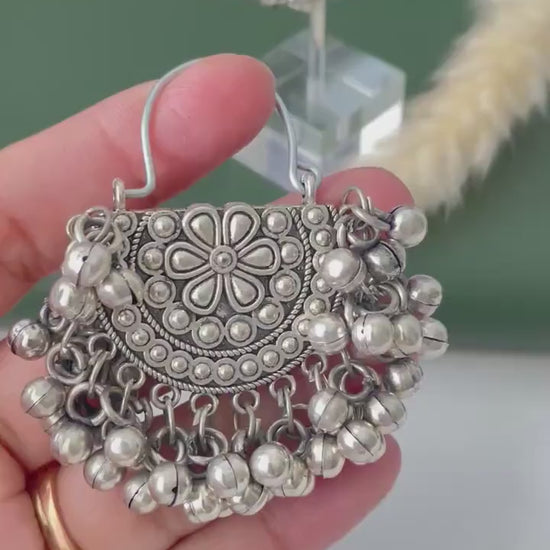 Oxidized ghungaroo chandbali earrings