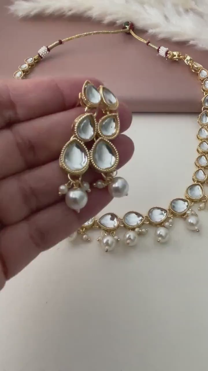 Gold Plated Kundan Choker Necklace Set: Traditional Indian Jewelry
