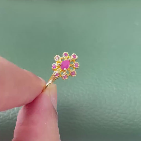 Gold Plated CZ Clip-On Nose Pins: Indian Traditional Nath (No Piercing Required)