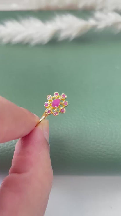 Gold Plated CZ Clip-On Nose Pins: Indian Traditional Nath (No Piercing Required)