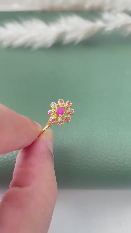 Gold Plated CZ Clip-On Nose Pins: Indian Traditional Nath (No Piercing Required)